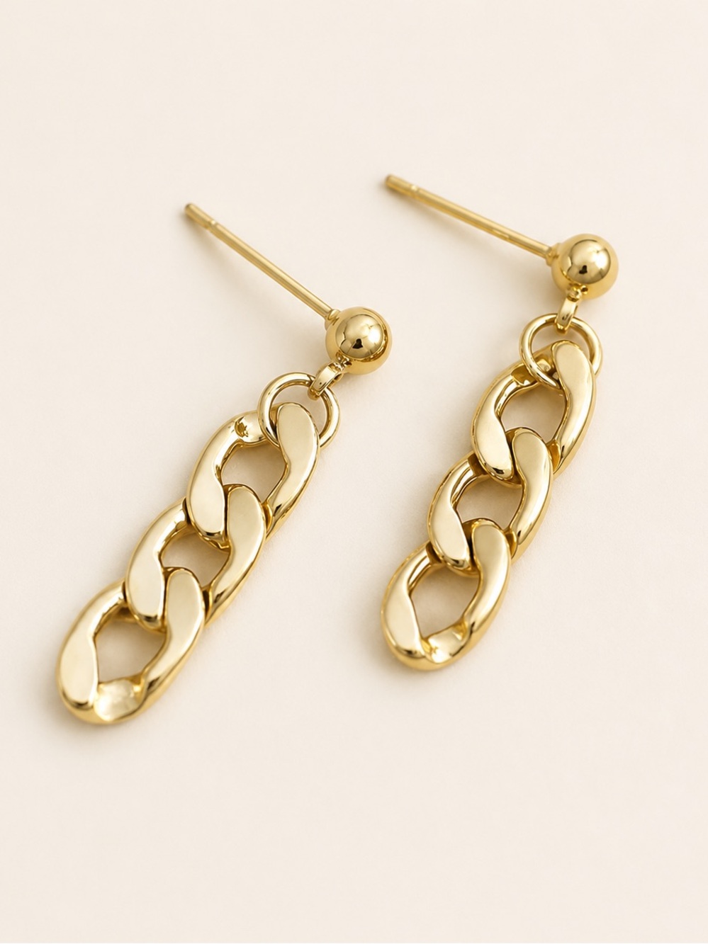 Gold Chain-Link Drop Earrings - Women Jewelry
